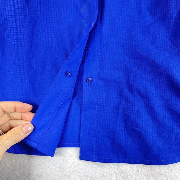 COLUMBIA Womens XL Blue Omni Shield SPF Performance Short Sleeve Button Up Shirt - Picture 6 of 13